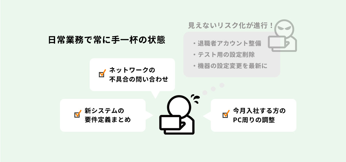 日常業務で常に手一杯の状態